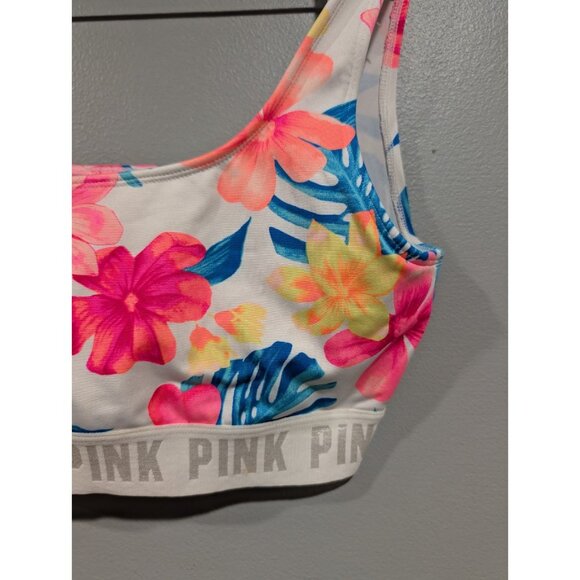 Victoria's Secret Pink Sports Bra Womens Sz Large Ultimate Unlined Floral - Picture 3 of 13